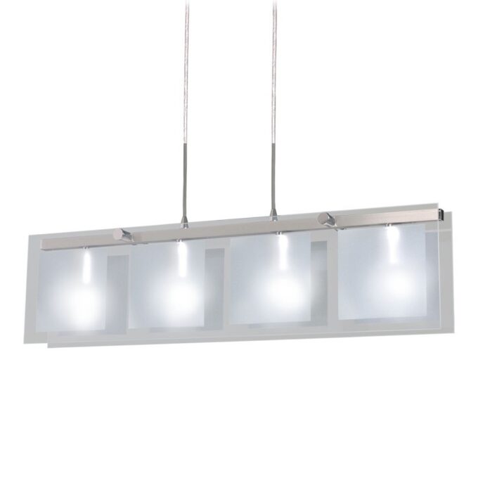 COLGANTE ESCORPIO II 4 LUCES ACERO-PERLADO - COMEDOR - FB Iluminación