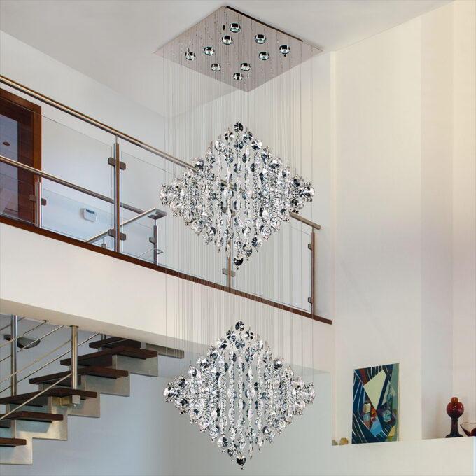 COLGANTE ROMBO DOBLE 10 LUCES - LIVING - FB Iluminación