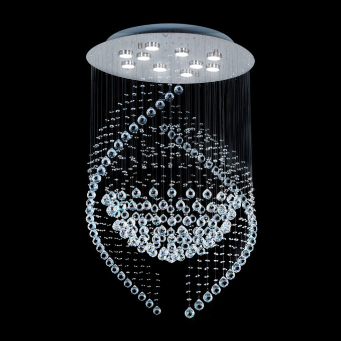 COLGANTE ESFERA SIMPLE PLATINO 10 LUCES - LIVING - FB Iluminación