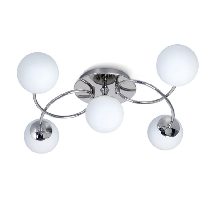 PLAFON RELLEU 5 LUCES CROMO - LIVING - FB Iluminación