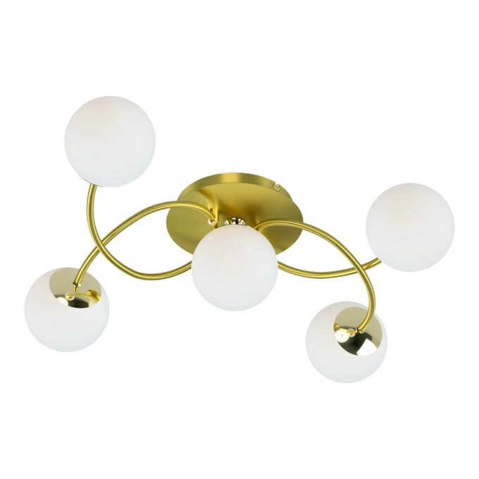 PLAFON RELLEU 5 LUCES ORO MATE - LIVING - FB Iluminación