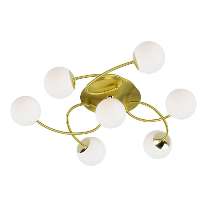 PLAFON RELLEU 7 LUCES ORO MATE - LIVING - FB Iluminación