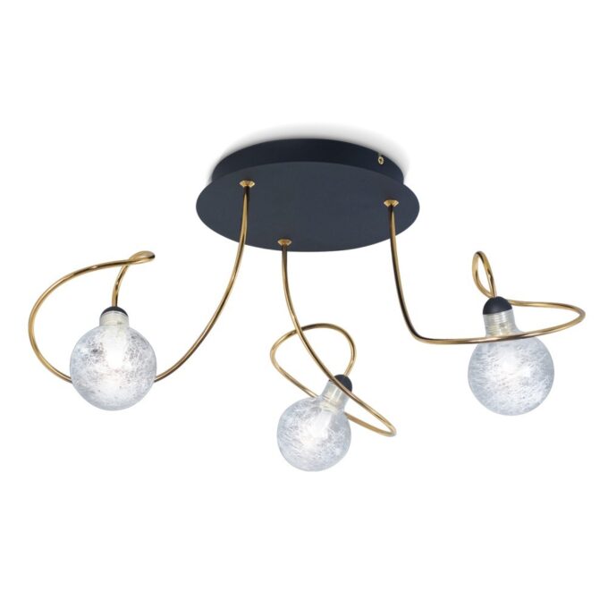 PLAFON LUCIANA II 3 LUCES CROMO O NEGRO - DORMITORIO - FB Iluminación