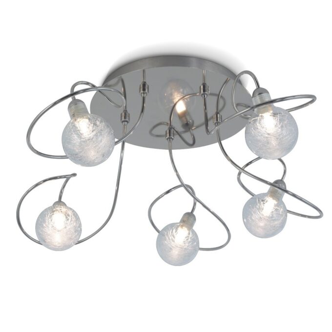 PLAFON LUCIANA II 5 LUCES CROMO O NEGRO - LIVING - FB Iluminación