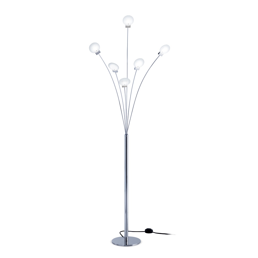 LAMPARA DE PIE MISTERIO 6 LUCES CROMO - LIVING - FB Iluminación