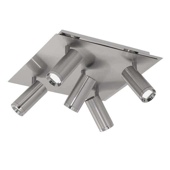 PLAFON NACHOS 5 LUCES ACERO - LIVING - FB Iluminación