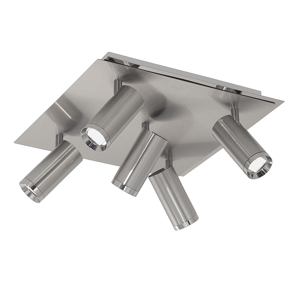 PLAFON NACHOS 5 LUCES ACERO - LIVING - FB Iluminación