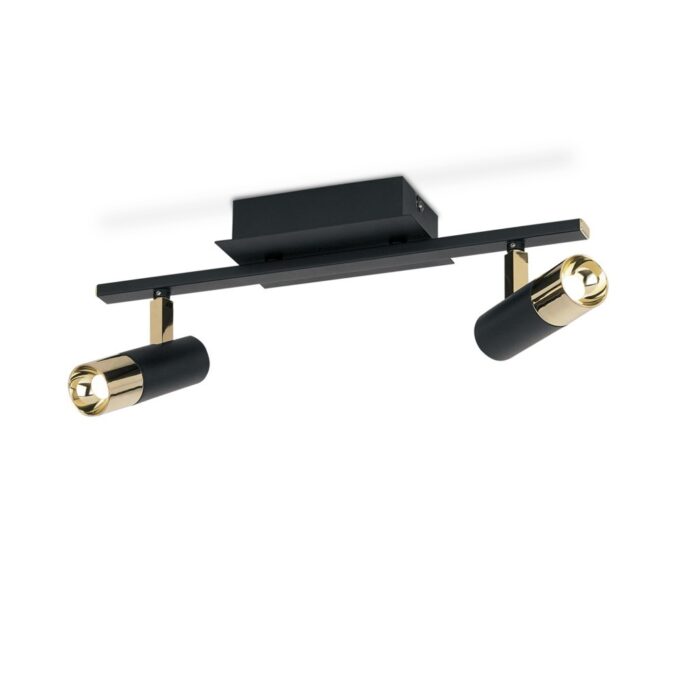 SISTEMA TOMARES 2 LUCES NEGRO / ORO - TOILETTE - FB Iluminación