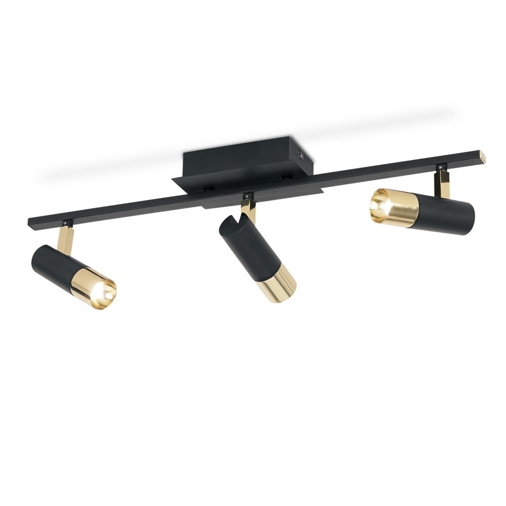 SISTEMA TOMARES 3 LUCES NEGRO / ORO - COCINA - FB Iluminación