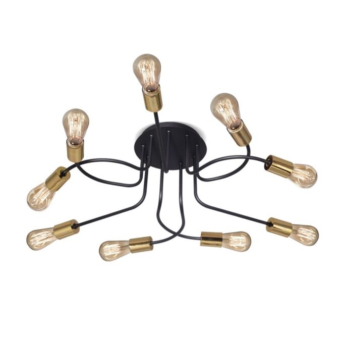 PLAFON VINTAGE 9 LUCES NEGRO - COCINA - FB Iluminación