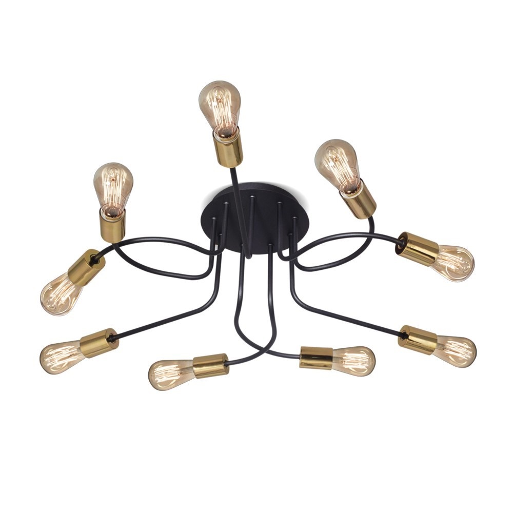 PLAFON VINTAGE 9 LUCES NEGRO - COCINA - FB Iluminación