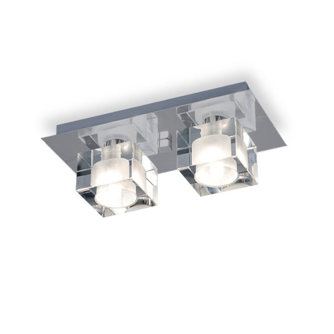 PLAFON DELTA II 2 LUCES CROMO - TOILETTE - FB Iluminación