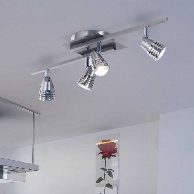 SISTEMA COBRA II 4 LUCES ACERO - LIVING - FB Iluminación