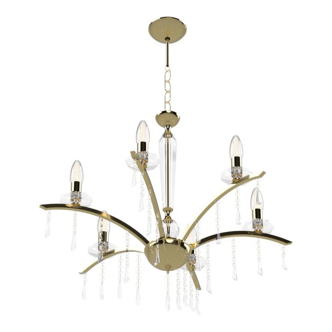 ARAÑA SALOME 6 LUCES CROMO / ORO - LIVING - FB Iluminación