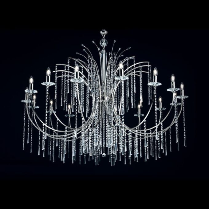 ARAÑA REINA 10 LUCES CROMO, ORO O NEGRO - LIVING - FB Iluminación