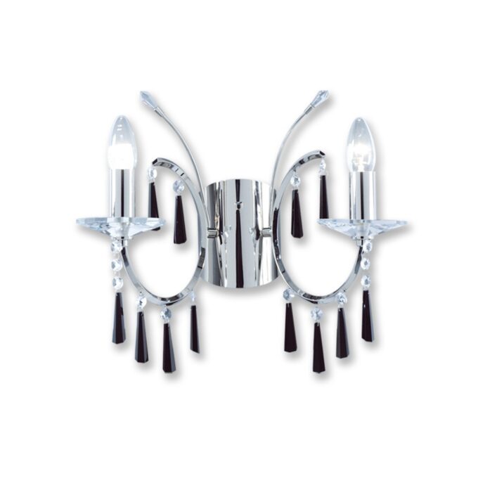 APLIQUE REINA 2 LUCES CROMO, ORO O NEGRO - LIVING - FB Iluminación