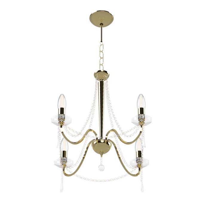 ARAÑA MARISA 4 LUCES CROMO / ORO - DORMITORIO - FB Iluminación