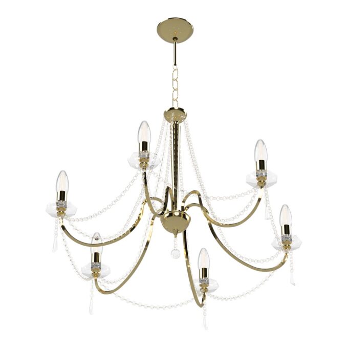 ARAÑA MARISA 6 LUCES CROMO / ORO - LIVING - FB Iluminación