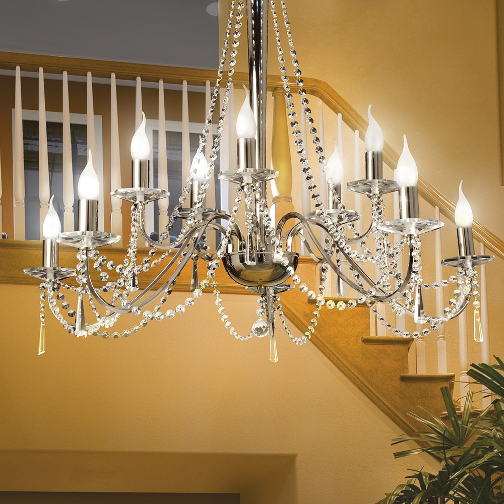 ARAÑA MARISA 10 LUCES CROMO / ORO - LIVING - FB Iluminación