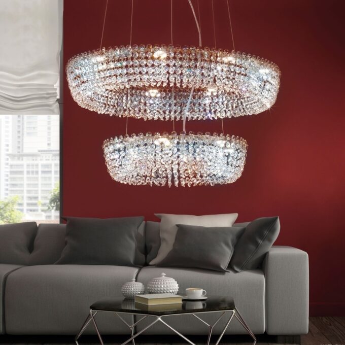 COLGANTE PATAGONIA 15 LUCES CROMO POTENCIA 15x3.4W - LIVING - FB Iluminación