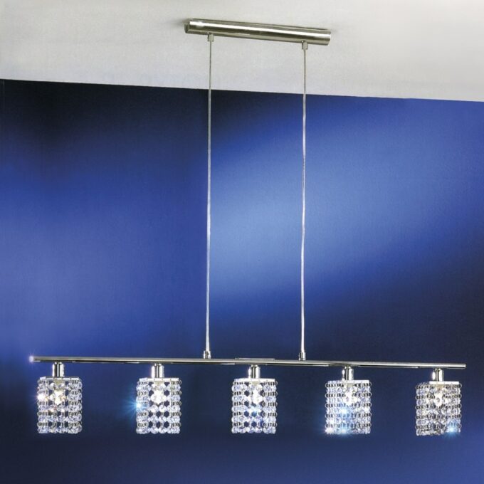 COLGANTE PYTON 5 LUCES CROMO - LIVING - FB Iluminación