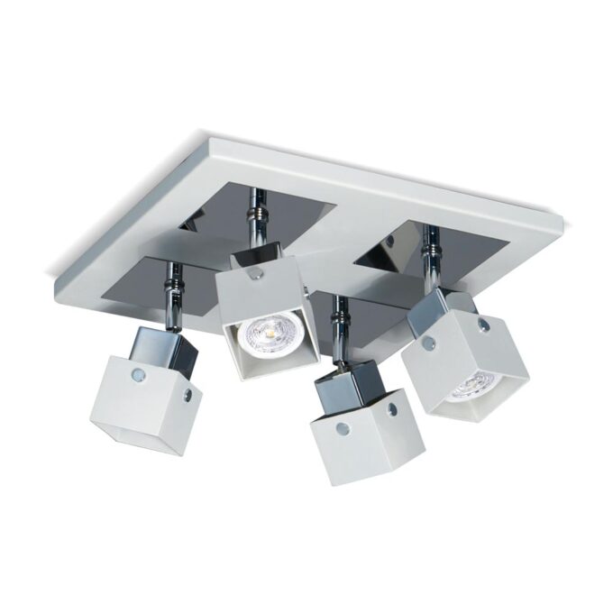 PLAFON GILI 4 LUCES BLANCO CROMO - COCINA - FB Iluminación