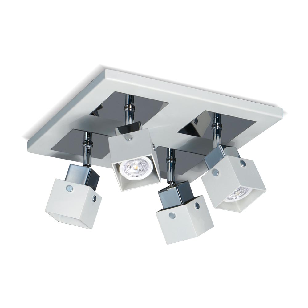 PLAFON GILI 4 LUCES BLANCO CROMO - COCINA - FB Iluminación