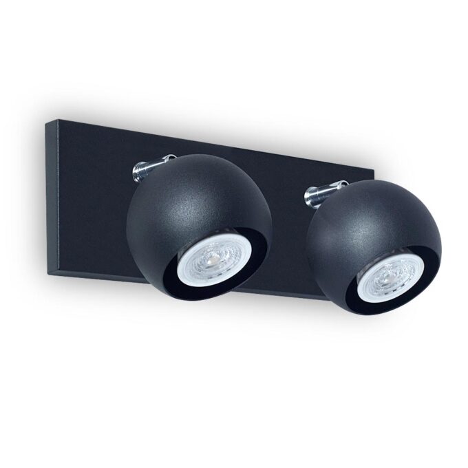 APLIQUE HARRY 2 LUCES NEGRO MICROTEXTURADO - LIVING - FB Iluminación