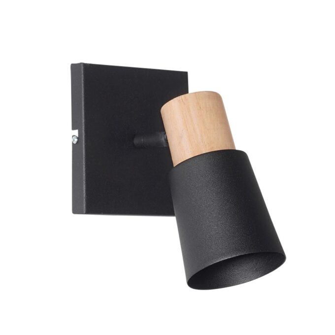 APLIQUE PARED ITALIA 1 LUZ MADERA NEGRO / BLANCO - DORMITORIO - FB Iluminación