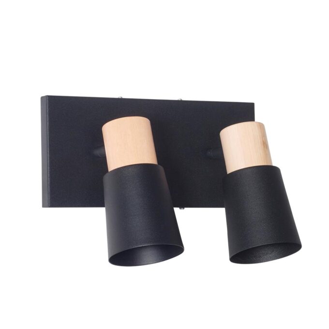 APLIQUE PARED ITALIA 2 LUCES MADERA NEGRO / BLANCO - COCINA - FB Iluminación