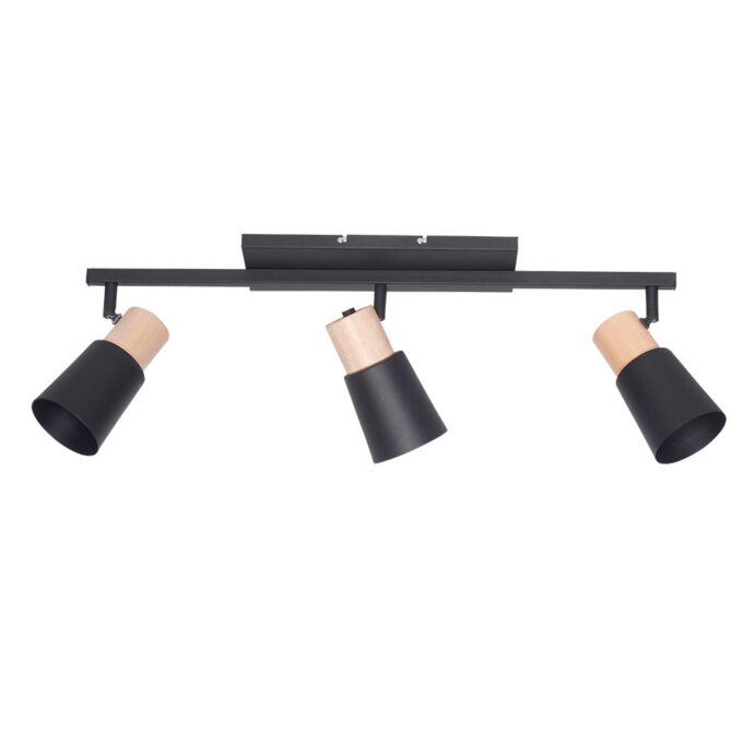 SISTEMA ITALIA 3 LUCES MADERA NEGRO / BLANCO - TOILETTE - FB Iluminación