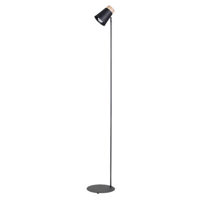 LAMPARA DE PIE ITALIA 1 LUZ MADERA NEGRO / BLANCO - LIVING - FB Iluminación