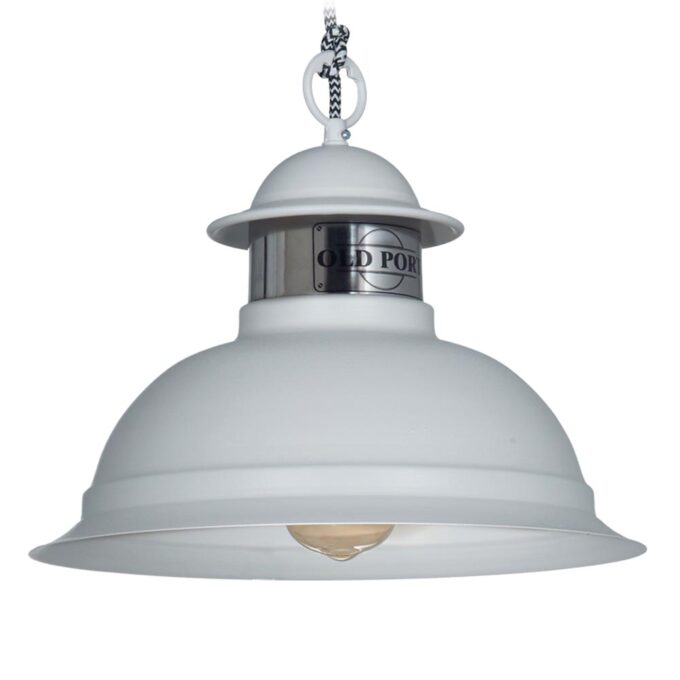 COLGANTE OLD PORT CHICO BLANCO MICROTECTURADO CROMO - COCINA - FB Iluminación