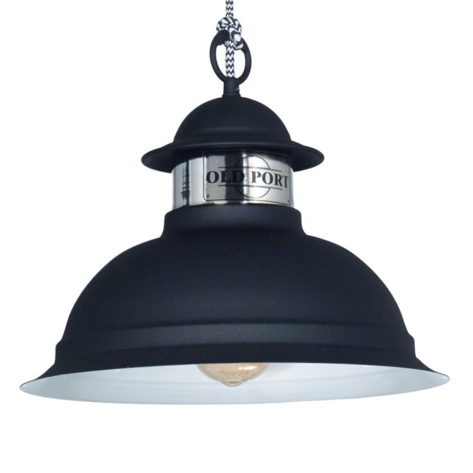 COLGANTE OLD PORT CHICO NEGRO MICROTECTURADO CROMO - COCINA - FB Iluminación