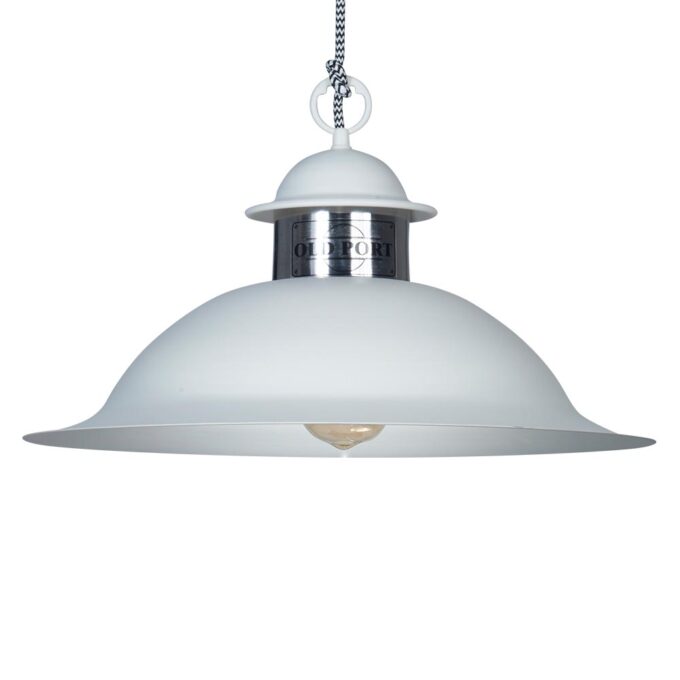 COLGANTE OLD PORT GRANDE BLANCO MICROTEXTURADO CROMO - COCINA - FB Iluminación