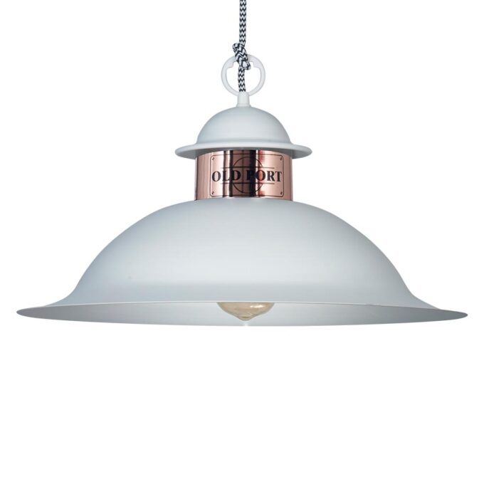 COLGANTE OLD PORT GRANDE BLANCO MICROTEXTURADO COBRE - COCINA - FB Iluminación