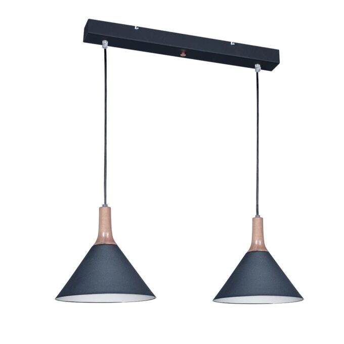 COLGANTE OSAKA 2 LUCES MADERA NEGRO / HAYA - LIVING - FB Iluminación