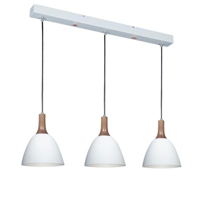 COLGANTE IRLANDA 3 LUCES MADERA BLANCO / HAYA - COMEDOR - FB Iluminación