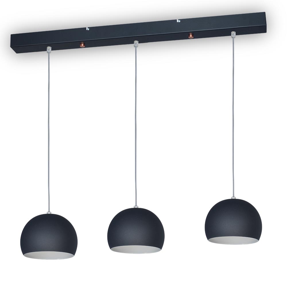 COLGANTE BALL 3 LUCES NEGRO MICROTEXTURADO - LIVING - FB Iluminación