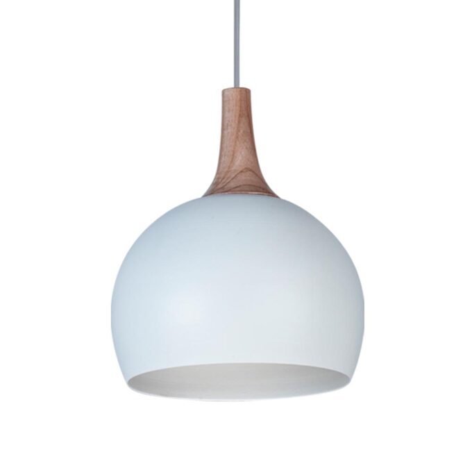 COLGANTE ESCOCIA 1 LUZ MADERA BLANCO MICROTEXTURADO - COCINA - FB Iluminación