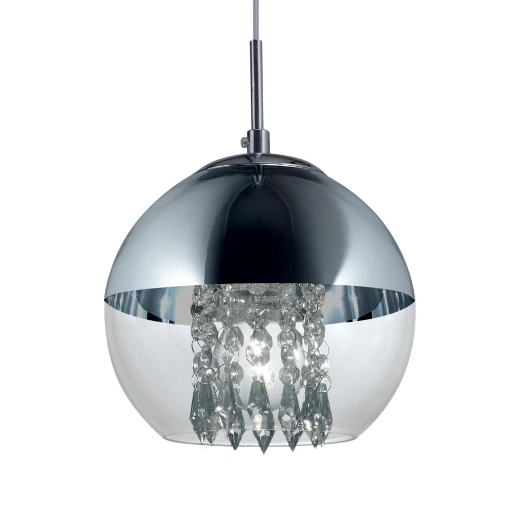 COLGANTE ORFEO 1 LUZ VIDRIO CAIRELES CROMO - LIVING - FB Iluminación