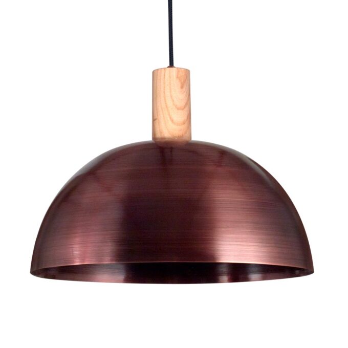 COLGANTE AUSTRIA 1 LUZ MADERA COBRE - COMEDOR - FB Iluminación