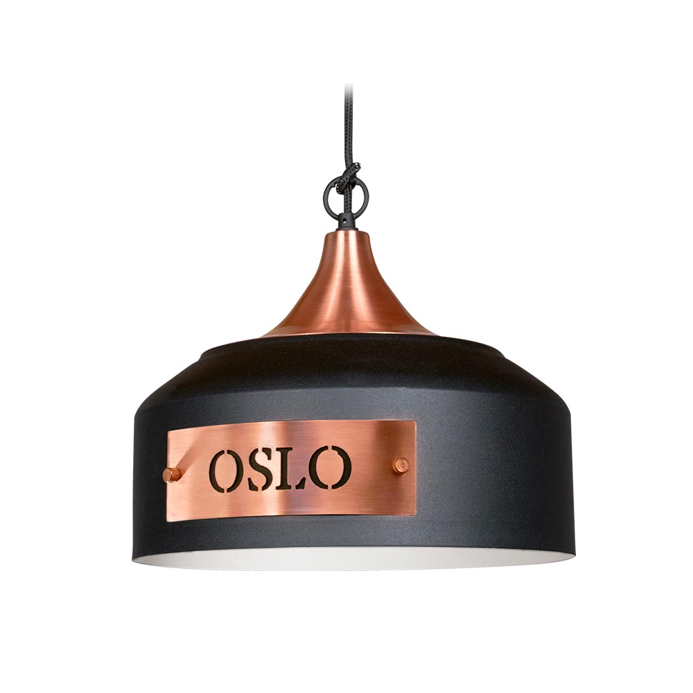 COLGANTE OSLO 1 LUZ COBRE NEGRO MICROTEXTURADO - LIVING - FB Iluminación