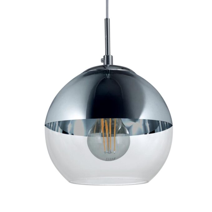 COLGANTE CRETA 1 LUZ VIDRIO DEGRADE CROMO - LIVING - FB Iluminación