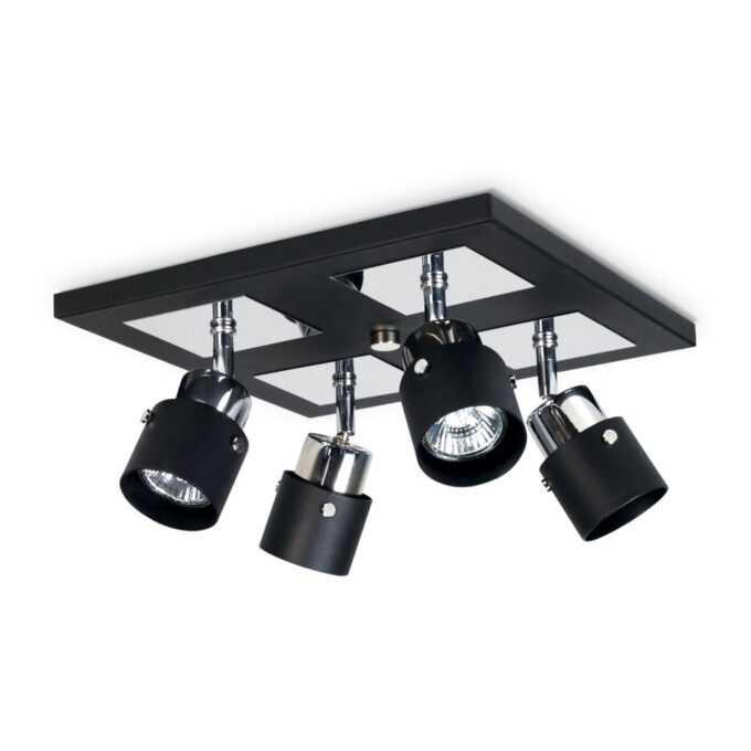 PLAFON UP 4 LUCES NEGRO CROMO - COCINA - FB Iluminación