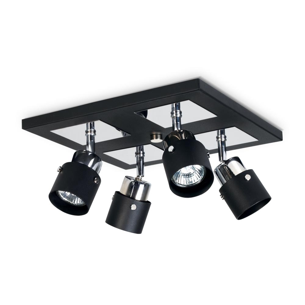 PLAFON UP 4 LUCES NEGRO CROMO - COCINA - FB Iluminación