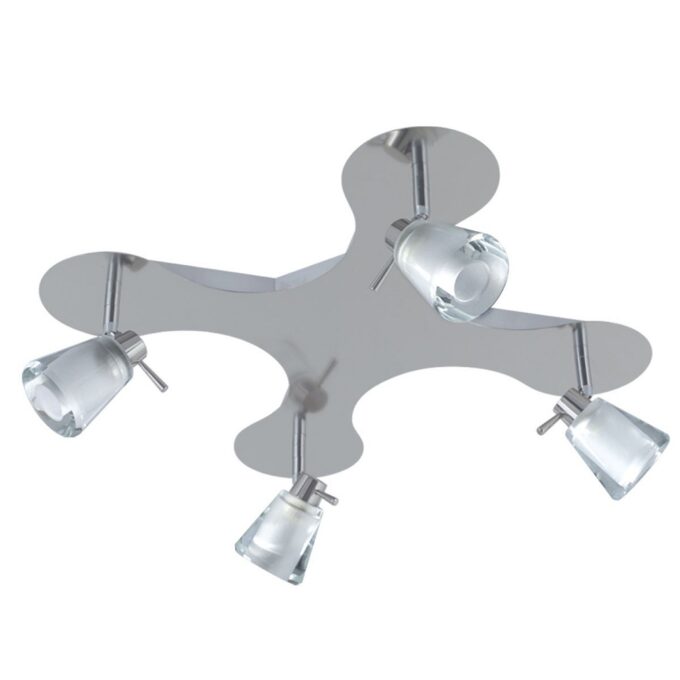 PLAFON UNO 4 LUCES CROMO O NEGRO - COCINA - FB Iluminación