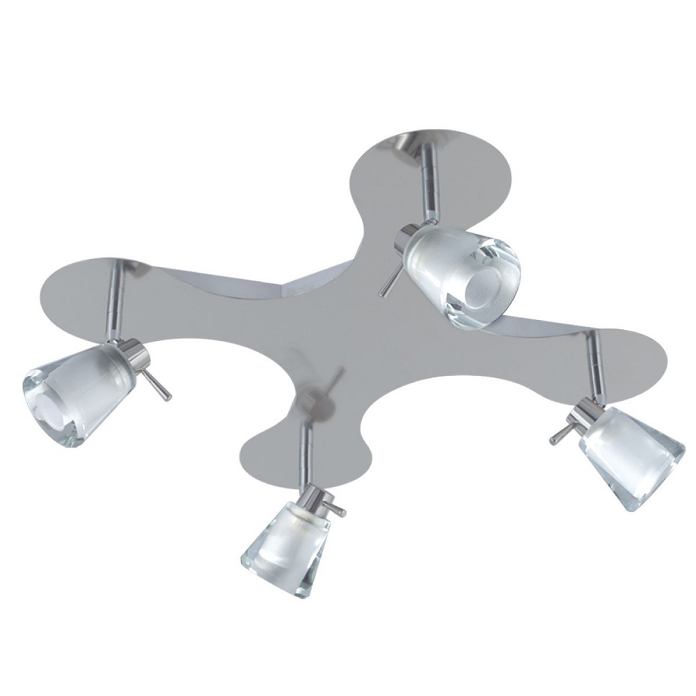 PLAFON UNO 4 LUCES CROMO O NEGRO - COCINA - FB Iluminación