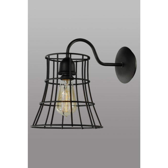 APLIQUE PARED Galera 1 LUZ NEGRO MICROTEXTURADO - LIVING - FB Iluminación