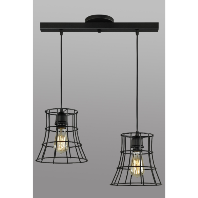 COLGANTE LISTON Galera 2 LUCES NEGRO MICROTEXTURADO - LIVING - FB Iluminación